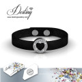 Destiny Jewellery Crystal From Swarovski Heart Leather Bracelet